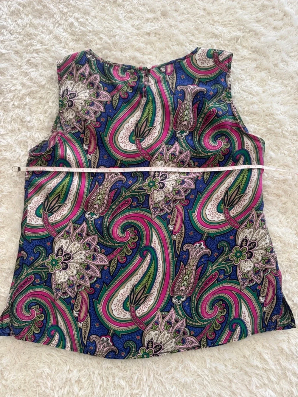 Talbots Vibrant Paisley Silk Shell in Pink, Blue & Green - Picture 3 of 3